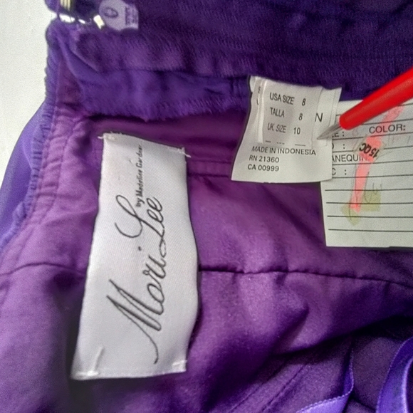 MoriLee Madeline Gardner Jeweled One Shoulder Purple Empire Waist Evening Gown 8 - Picture 14 of 16